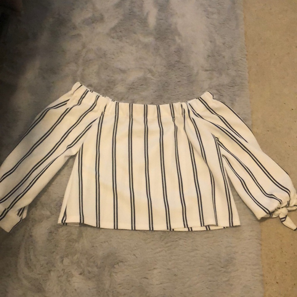 striped off the shoulder top